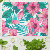 Linge De Cuisine Hibiscus et palmiers feuilles (Plié)