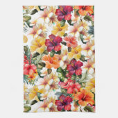 Linge De Cuisine Hibiscus floral rouge tropical blanc jaune (Vertical)