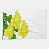 Linge De Cuisine Hibiscus jaune tropical d'été sur blanc (Horizontal)