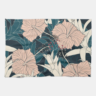 Linge De Cuisine Hibiscus rose tropical, arrière - plan sombre