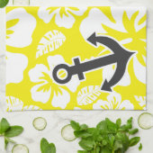 Linge De Cuisine Hibiscus tropical jaune de cadmium; Ancre (Plié)