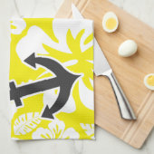 Linge De Cuisine Hibiscus tropical jaune de cadmium; Ancre (Quart Plié)