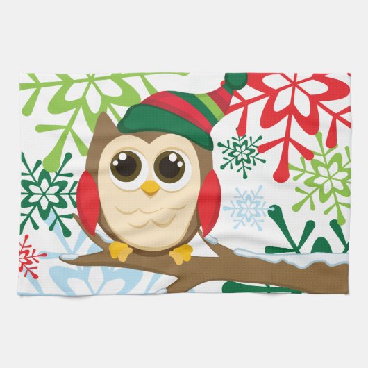Linge De Cuisine Hibou de Noël (Horizontal)