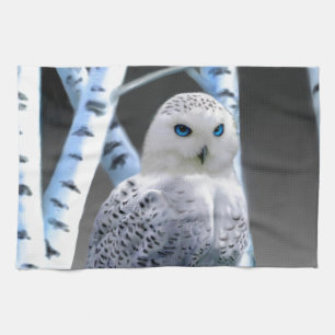 Linge De Cuisine Hibou des neiges aux yeux bleus