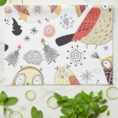 Linge De Cuisine Hibou drôle de texture (Plié)