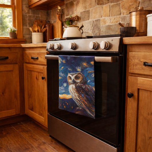 Linge De Cuisine Hibou Nuit Étoilée