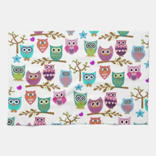 Linge De Cuisine hiboux heureux