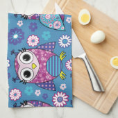 Linge De Cuisine Hiboux Mignons Et Fleurs (Quart Plié)