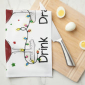 Linge De Cuisine Hilaire "Boire, Boire, Drunk" Snowman et vin (Quart Plié)