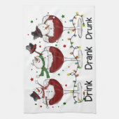 Linge De Cuisine Hilaire "Boire, Boire, Drunk" Snowman et vin (Vertical)