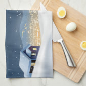 Linge De Cuisine Hillside Snowy Noël Scène, maison & pins (Quart Plié)