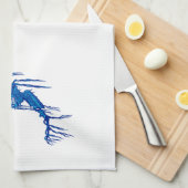 Linge De Cuisine Hippocampe bleu (Quart Plié)