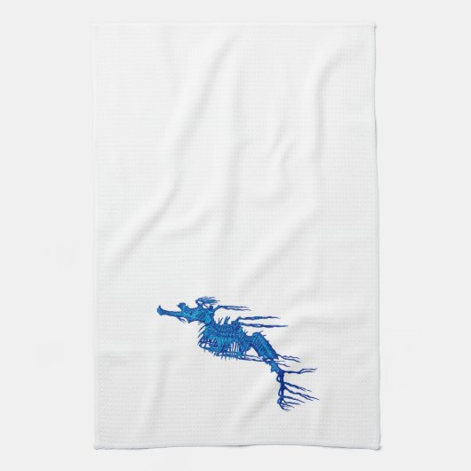 Linge De Cuisine Hippocampe bleu (Vertical)