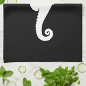 Linge De Cuisine Hippocampe noir et blanc (Plié)