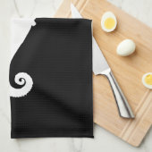 Linge De Cuisine Hippocampe noir et blanc (Quart Plié)