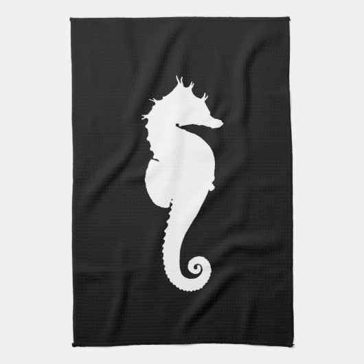 Linge De Cuisine Hippocampe noir et blanc (Vertical)