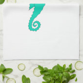 Linge De Cuisine Hippocampe turquoise (Plié)