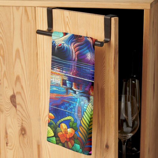 Linge De Cuisine Hippopotame Coloré (Pliage en tiers)