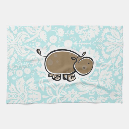 Linge De Cuisine Hippopotame mignon ; Teal (Horizontal)