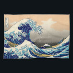 Linge De Cuisine Hiroshige La Grande Vague De Kanagawa<br><div class="desc">La Grande Vague De Kanagawa. Un imprimé de bois du grand maître japonais Hiroshige. Une étude en bleu et marron.</div>
