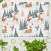 Linge De Cuisine Hiver Merveilles Bois Animaux Noël (Plié)