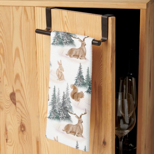 Linge De Cuisine Hiver Merveilles Bois Animaux Noël (Pliage en tiers)