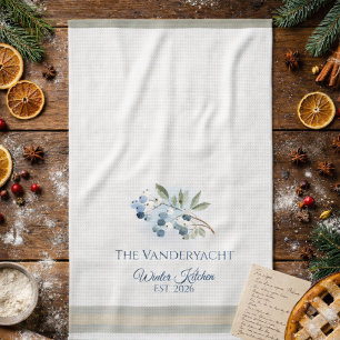 Linge De Cuisine Hiver Personnalisé – Botanique de Baie Bleue