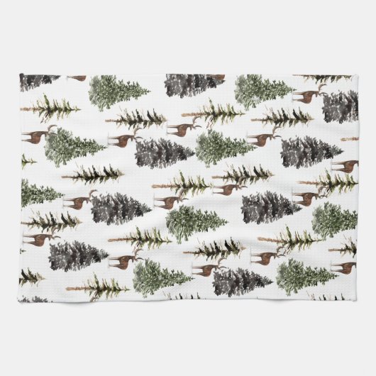 Linge De Cuisine Hiver Snowy Spruce Trees & Stades (Horizontal)