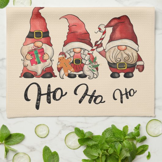 Linge De Cuisine Ho Ho Ho ! Gnomes de Noël nordique (Plié)