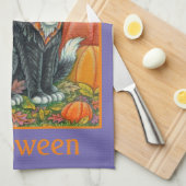 LINGE DE CUISINE HOCUS POCUS NOIR CAT WITCH & MOUSE HALLOWEEN (Quart Plié)