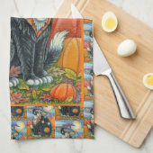 LINGE DE CUISINE HOCUS POCUS NOIR CAT WITCH & MOUSE HALLOWEEN (Quart Plié)