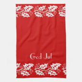 Linge De Cuisine hollies blanches en rouge - Dieu Jul (Vertical)