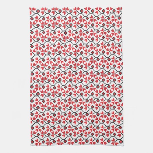 Linge De Cuisine Holly Berries Design croix de fleur rouge (Vertical)