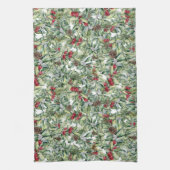 Linge De Cuisine Holly, Berries rouges, Mistletoe, Verdure de Noël (Vertical)