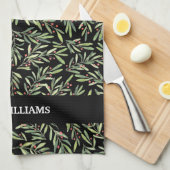 Linge De Cuisine Holly et Berries pendant les Fêtes Noires (Quart Plié)