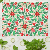 Linge De Cuisine Holly et Poinsettia Motif de vacances botaniques (Plié)