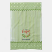 Linge De Cuisine Holly Feuille Berries Stripes Noël (Vertical)