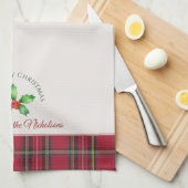 Linge De Cuisine Holly Feuilles Red Berries Nom personnel Noël (Quart Plié)