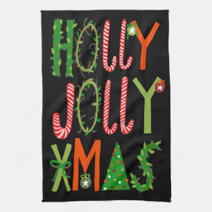 Linge De Cuisine HOLLY JOLLY XMAS Joyeux Noël