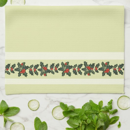 Linge De Cuisine Holly pour Noël (Plié)