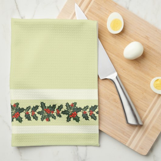 Linge De Cuisine Holly pour Noël (Quart Plié)