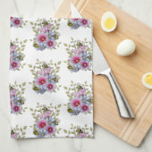 Linge De Cuisine Hollyhocks and Blue Flowers with Bumble BEES (Quart Plié)