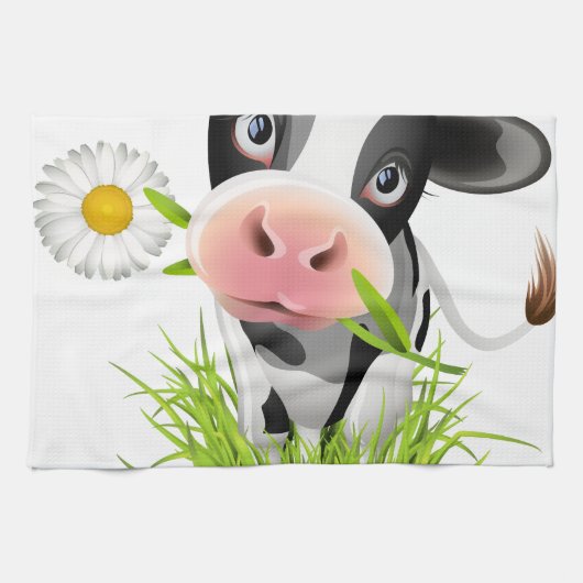 Linge De Cuisine Holstein cow en gris (Horizontal)
