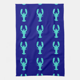 Linge De Cuisine Homard Turquoise Sur Le Décor Côtier Bleu De La