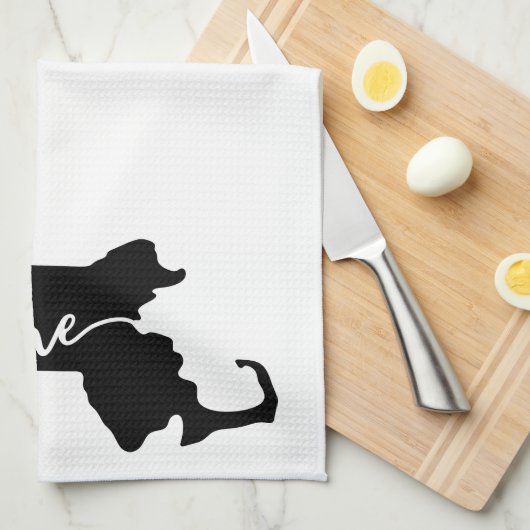 Linge De Cuisine Home State Outline Heart Massachusetts (Quart Plié)