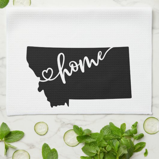 Linge De Cuisine Home State Outline Heart Montana (Plié)