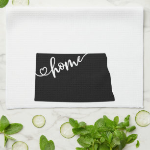Linge De Cuisine Home State Outline Heart North Dakota