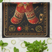 Linge De Cuisine Homme unique en pain d'épices rouge et or Chris Ab (Plié)