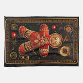 Linge De Cuisine Homme unique en pain d'épices rouge et or Chris Ab (Horizontal)