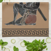 Linge De Cuisine Hoplite grec antique regardant son casque (Plié)